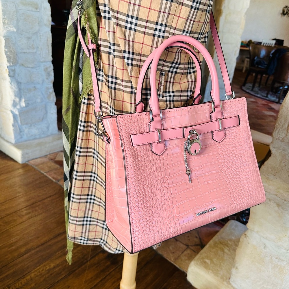 Michael Kors Hamilton Medium Embossed leather satchel crossbody&wallet set NWT - Picture 9 of 15